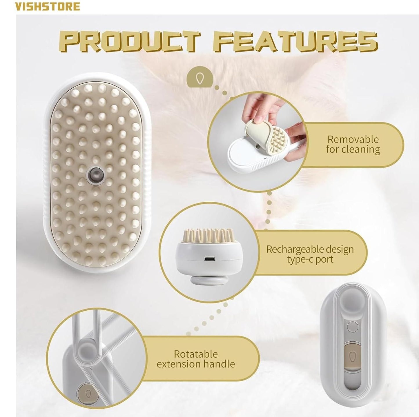 Steam Brush for Dog and Cat