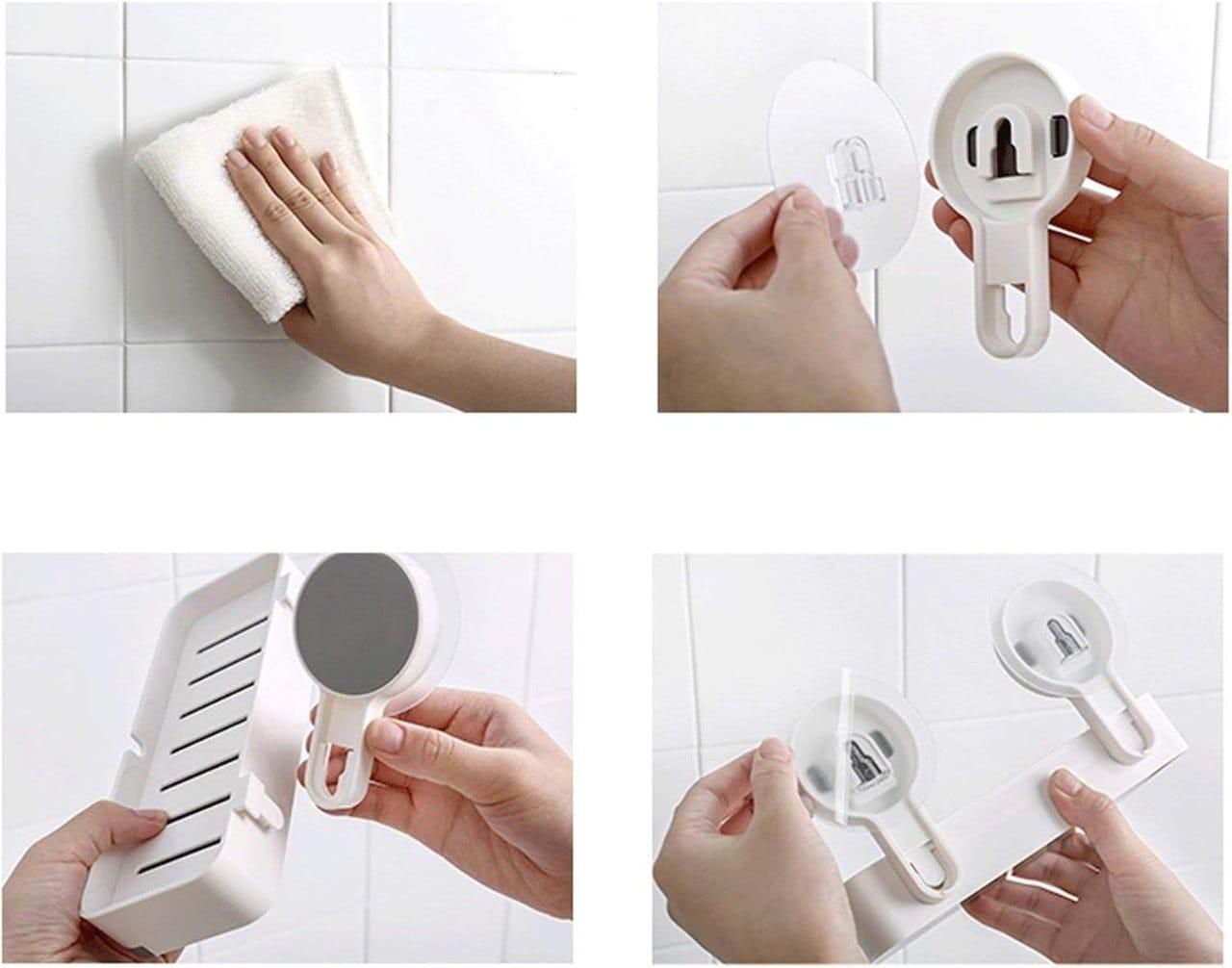 Adhesive Soap Dish Holder with Drain