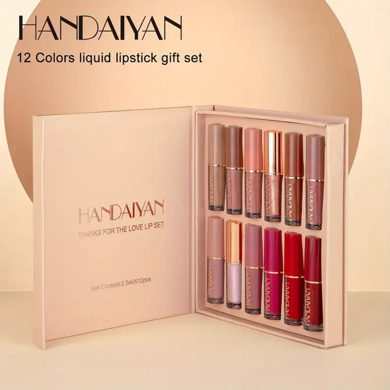 12 Colors Handaiyan Velvet Matte Liquid Lipstick Set